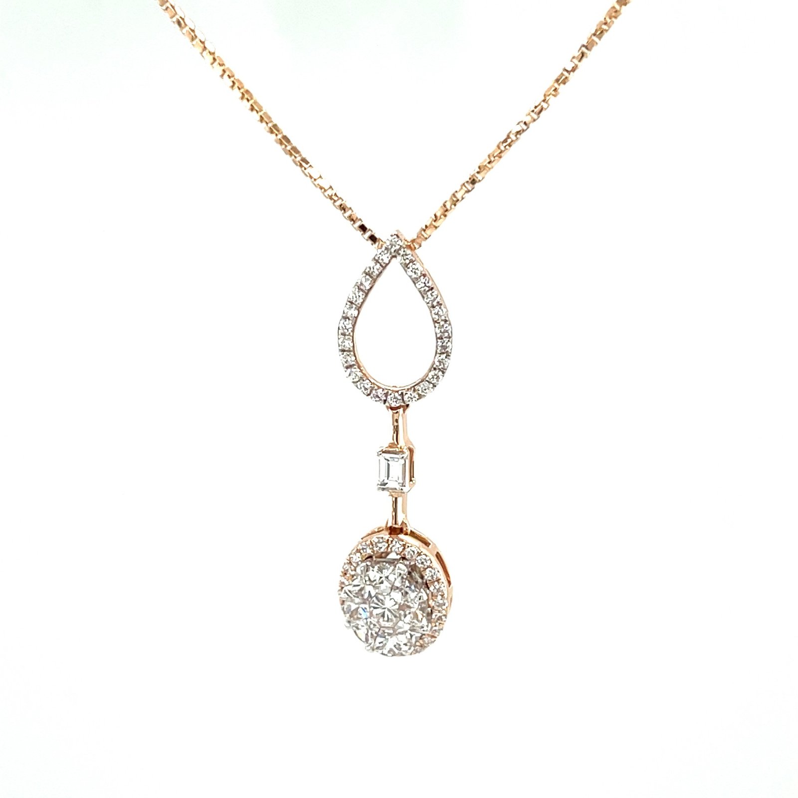 Elegant Rose Gold Teardrop Diamond Pendant